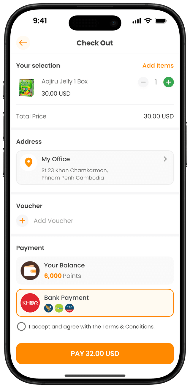 ពិនិត្យព័ត៌មានរបស់អ្នក និងជ្រើសរើសវិធីបង់ប្រាក់