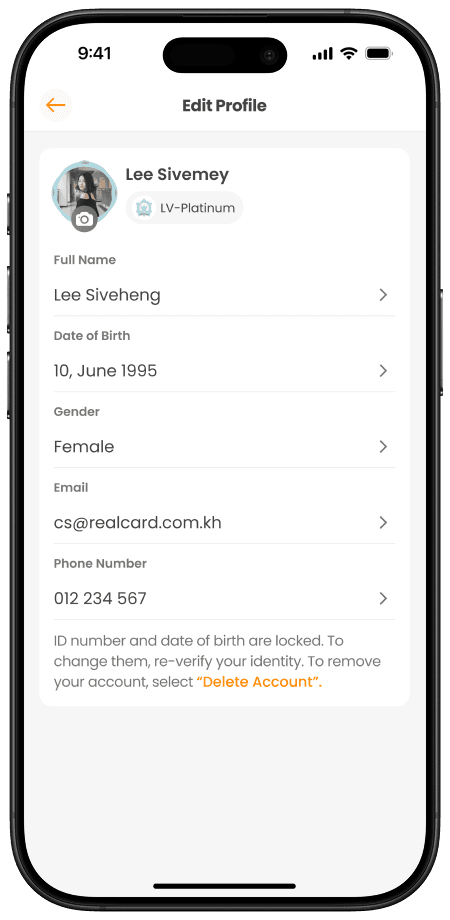 ចុចលើពាក្យ លុបគណនី