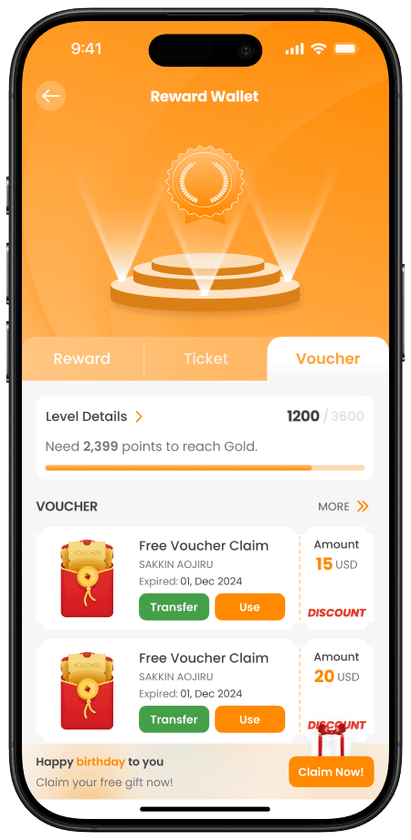 ចុចលើ រង្វាន់កាបូប ហើយជ្រើសរើសប័ណ្ណទឹកប្រាក់