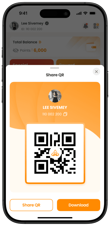 បង្ហាញកូដ QR របស់អ្នកទៅកាន់ហាងដើម្បីស្កេន និងទទួលបានការបញ្ចុះតម្លៃដោយមិនទាមទារប័ណ្ណបញ្ចុះតម្លៃ