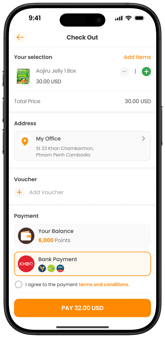 ពិនិត្យព័ត៌មានរបស់អ្នក និងជ្រើសរើសវិធីបង់ប្រាក់