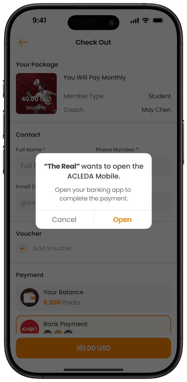 សូមបើកកម្មវិធីធនាគាររបស់អ្នកដើម្បីបង់ប្រាក់