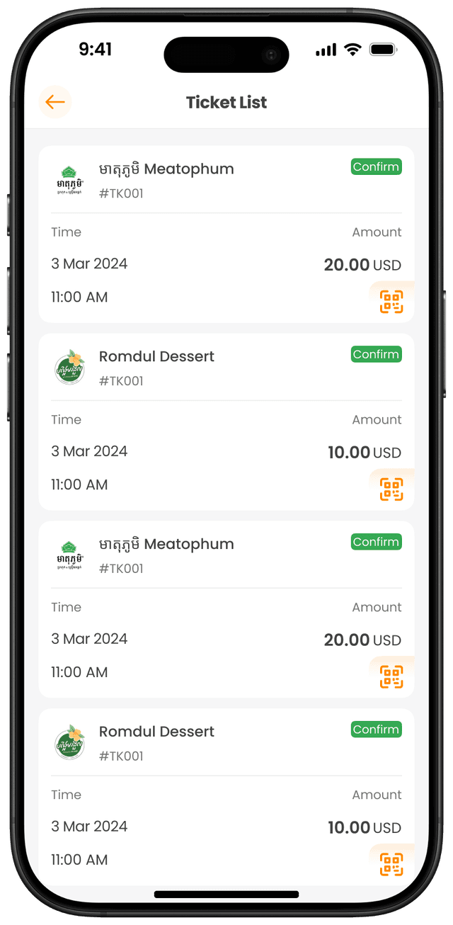 បញ្ជីសំបុត្រនៃភោជ្ជនីយដ្ឋាន
