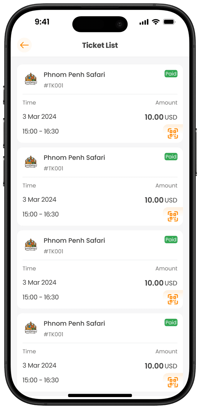 បញ្ជីសំបុត្រចូលទស្សនា Safari